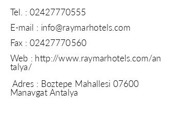 Raymar Hotel & Resort iletiim bilgileri